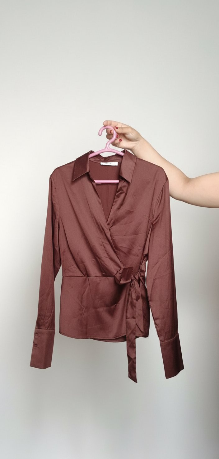 Chemise chocolat, tissu satiné 5fif, la taille 38,40, sans défaut 