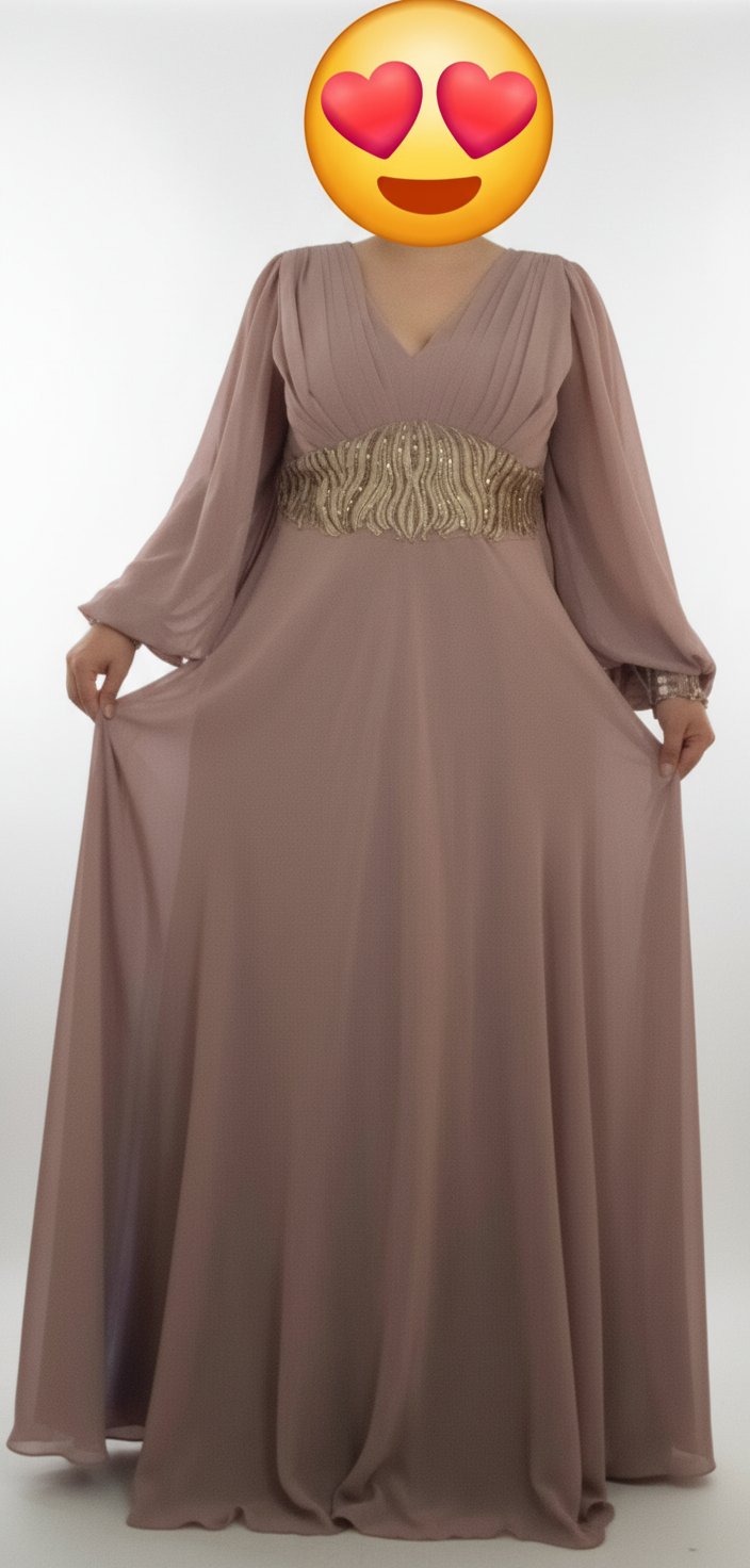 Robe soirée peige foncé, chic,avec doublure, la taille 40,42,44