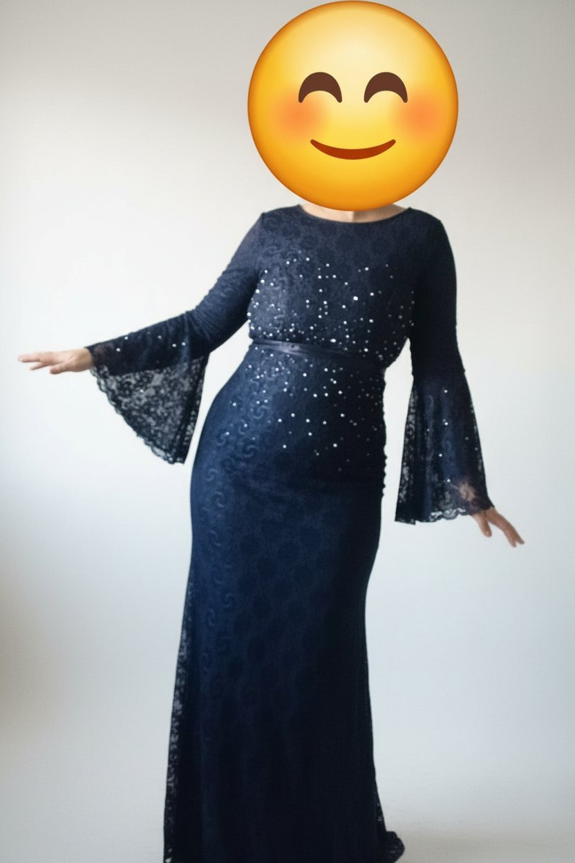 Robe soirée élégante bleu pétrole,dentelle,la taille 38,40 