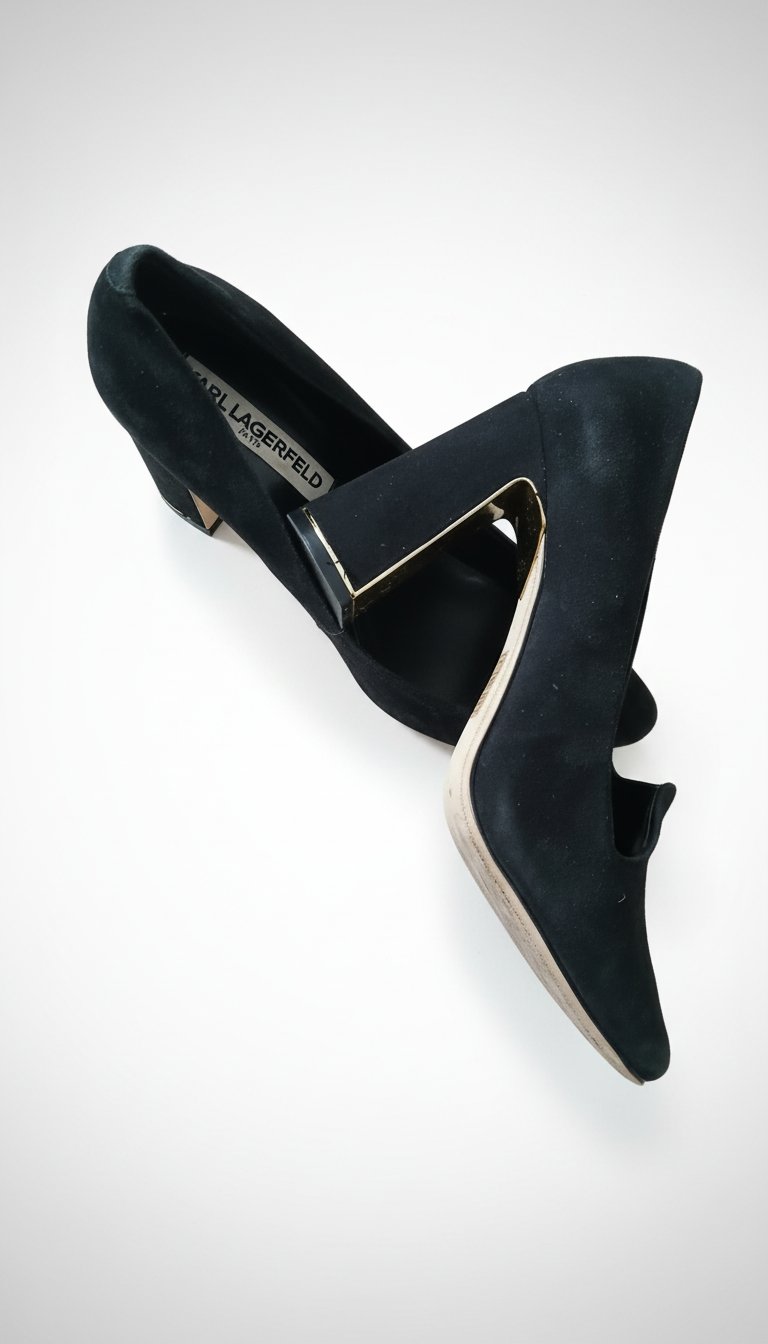 Chaussures demi talon chic couleur noire,tissu faux daim,pointure 36 de la mark Karl lagerfeld
