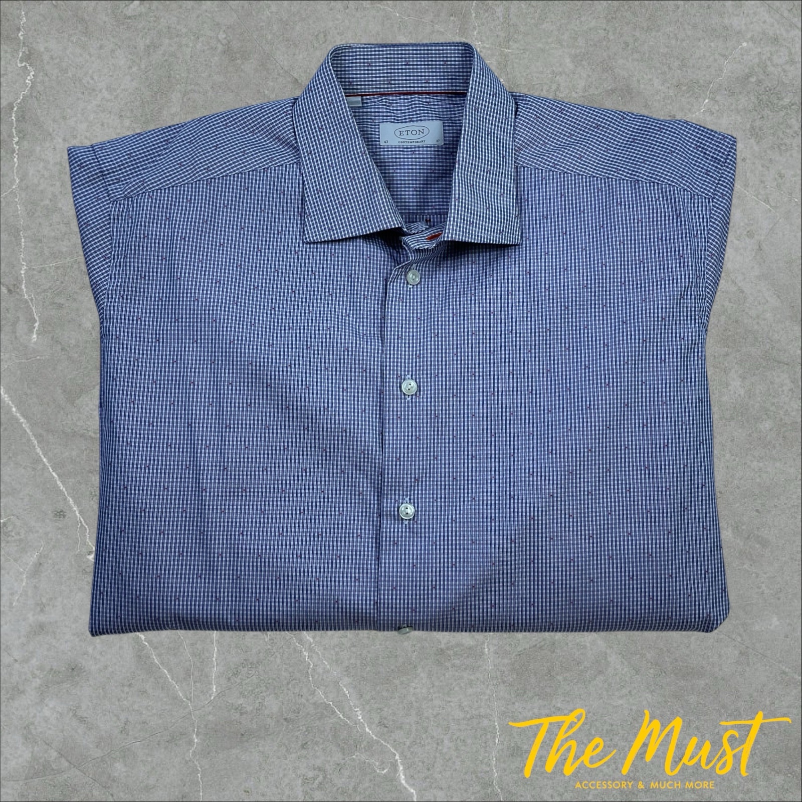 ETON Chemise ML Slim Fit  Bleu Avec Motif Taille XL En Cotton Exellent État