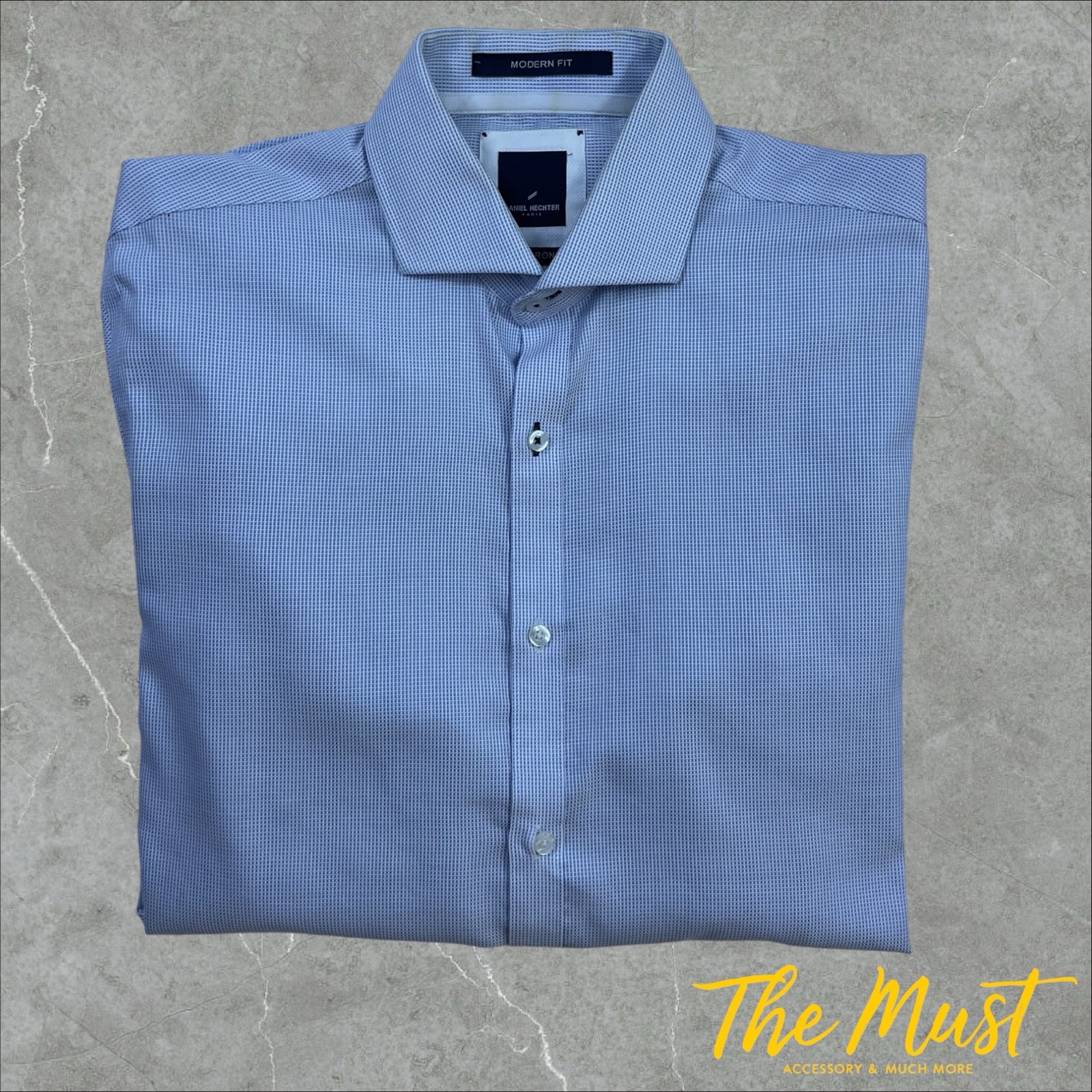 DANIEL HECHTER Chemise ML Bleu Taille M 100% Cotton En Exellent État