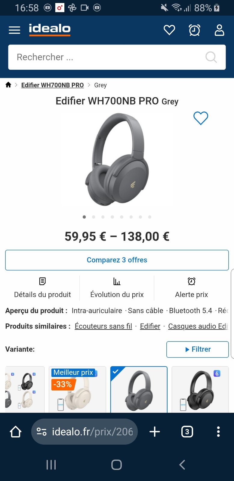 Casque edifier WH700NB
