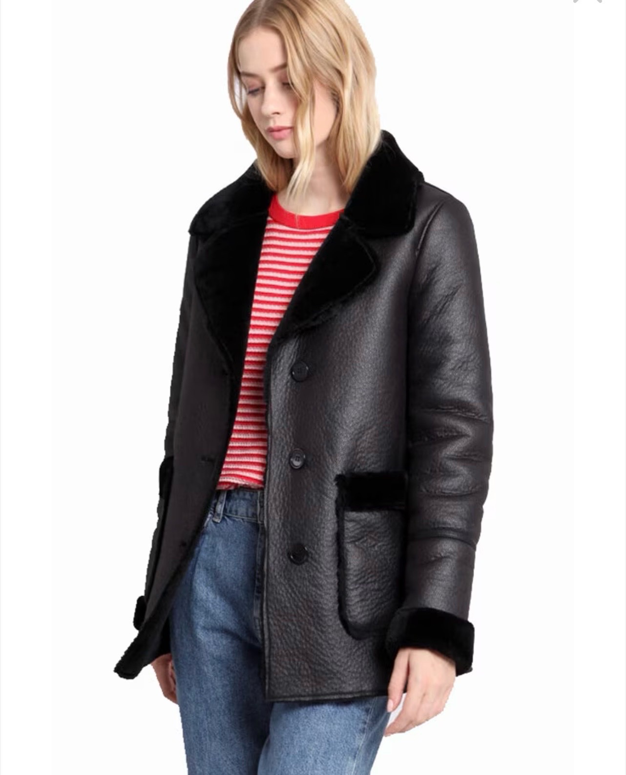 Manteau en peau lainée synthétique (faux shearling) de la marque Pimkie taille S 