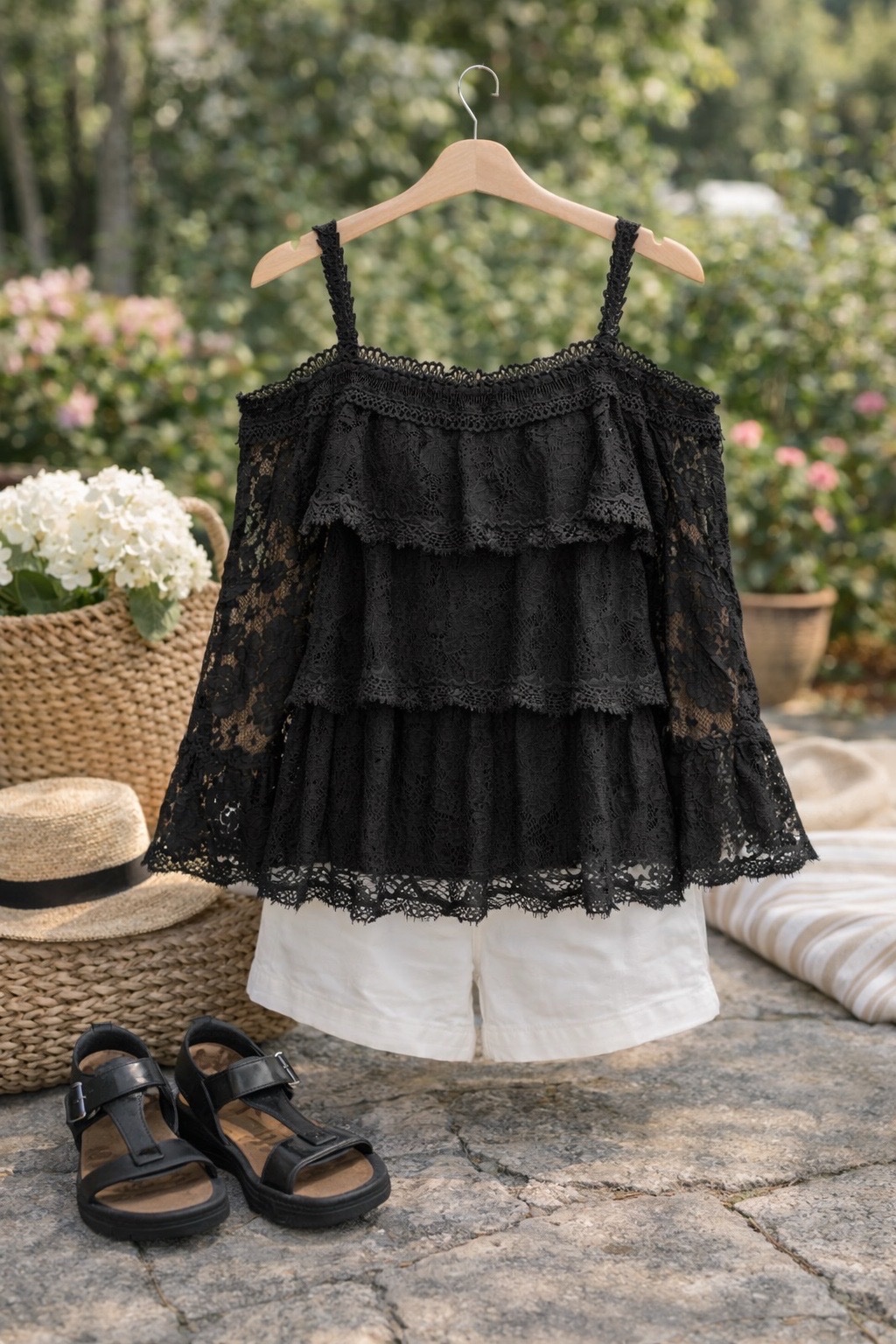Haut en dentelle noire - Élégance estivale de la marque Maximo Donati taille 38 