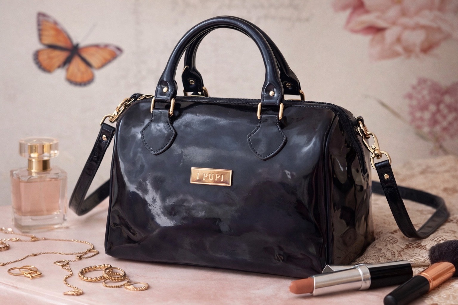 Sac bandoulière I PUPI verni – Élégance italienne et brillance chic