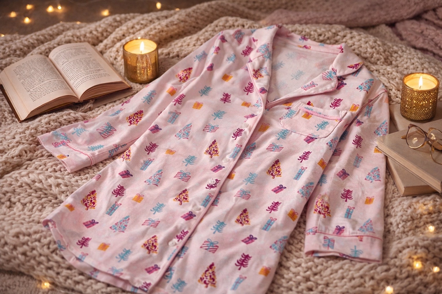 Robe pyjama The Royal Standard – Douceur rose et esprit de fête Taille XS /S