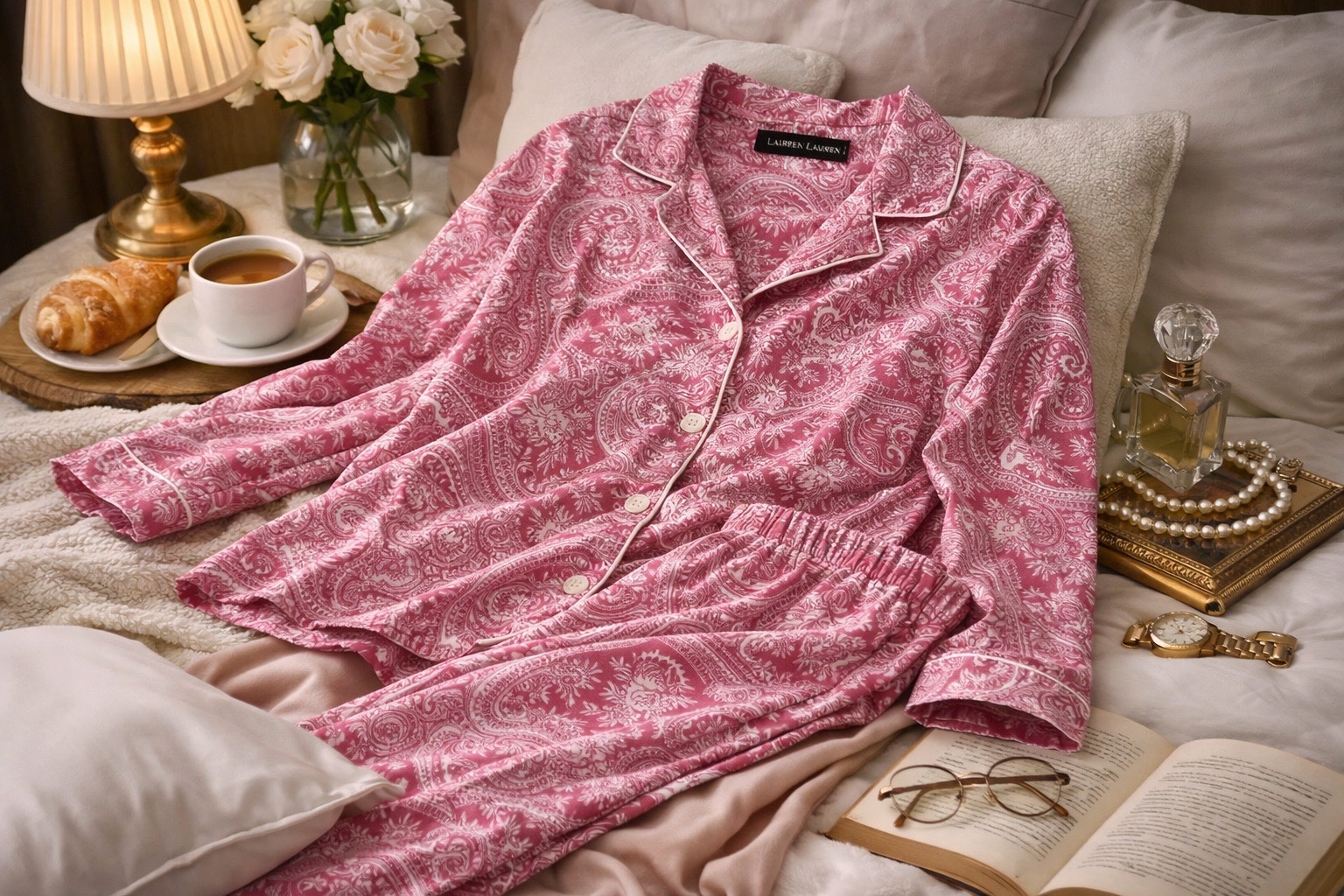 Pyjama Lauren Ralph Lauren – Élégance rose et confort raffiné Taille M