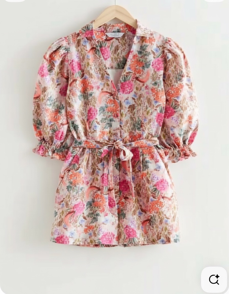 Combishort en lin à imprimé floral de la marque & Other Stories