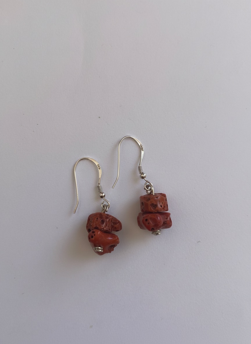 Boucles d'oreilles en corail et argent 925