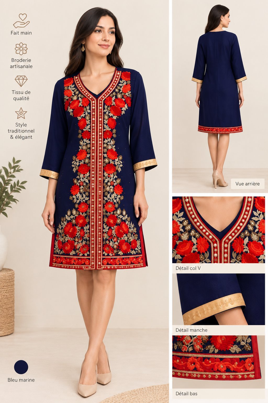 Robe Traditionnelle Brodée – Élégance Florale