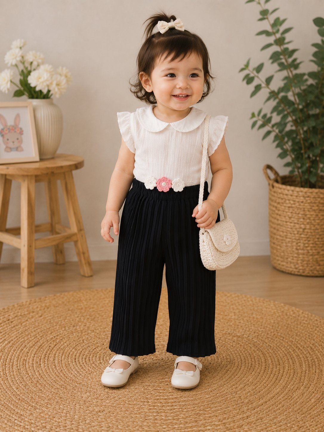 Pantalon large plissée 