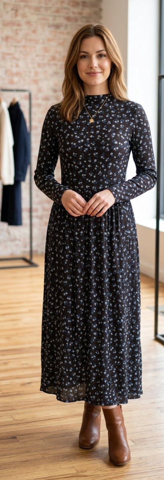 Black dress with blue flowers 🌸💙 