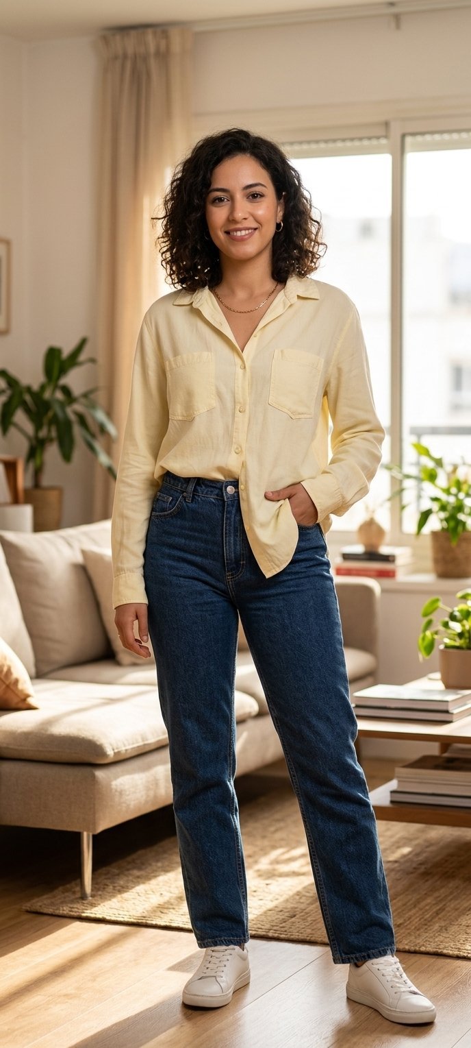 Chemise jaune  pastel 