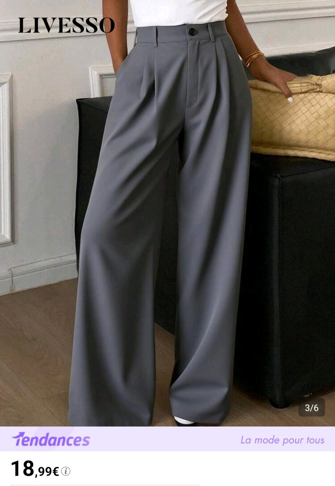 Pantalon gris plissé 