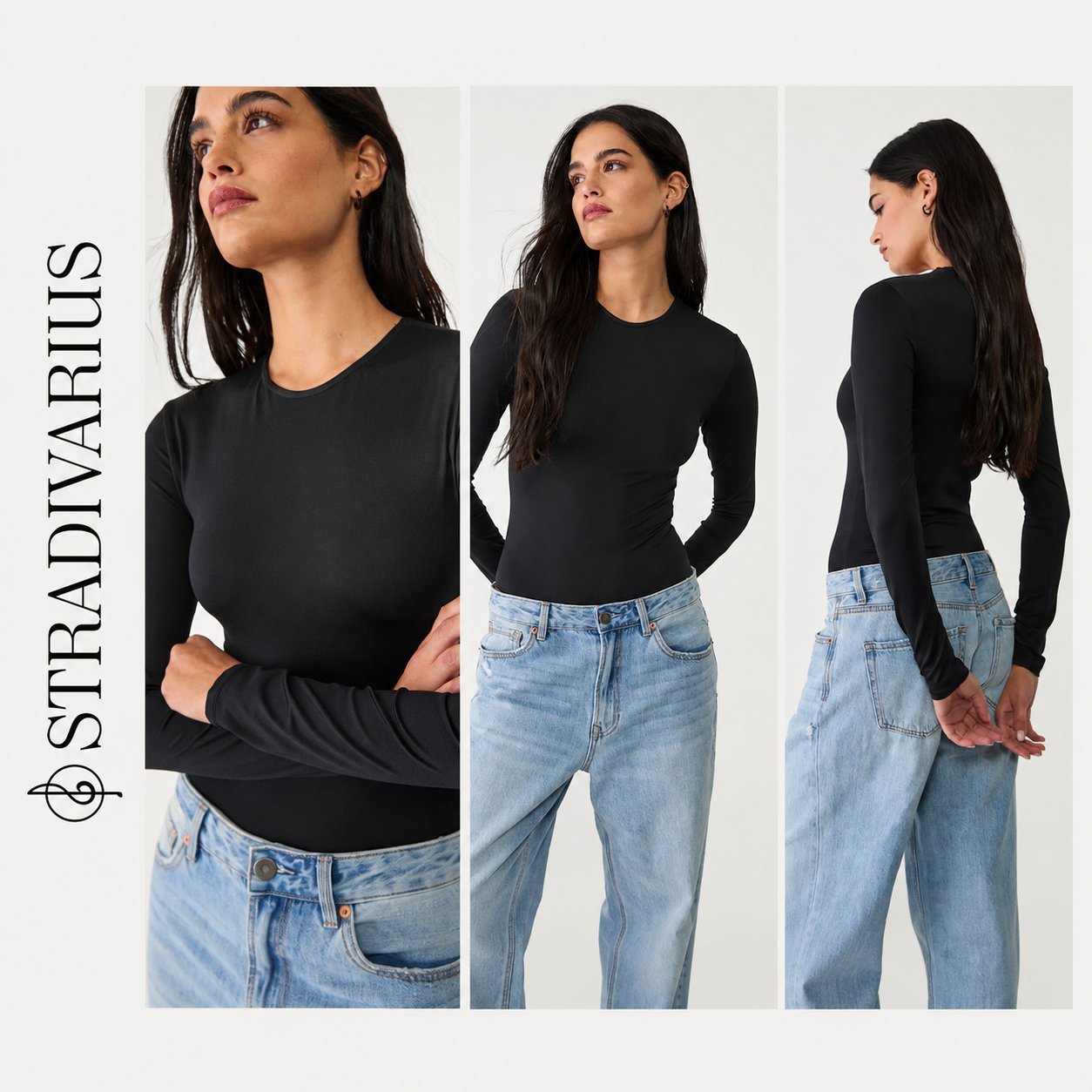 Body ajusté noir Stradivarius