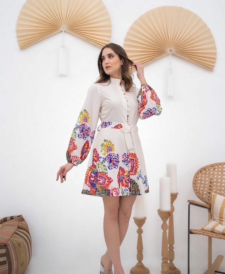 Robe blabc avec des motifs 