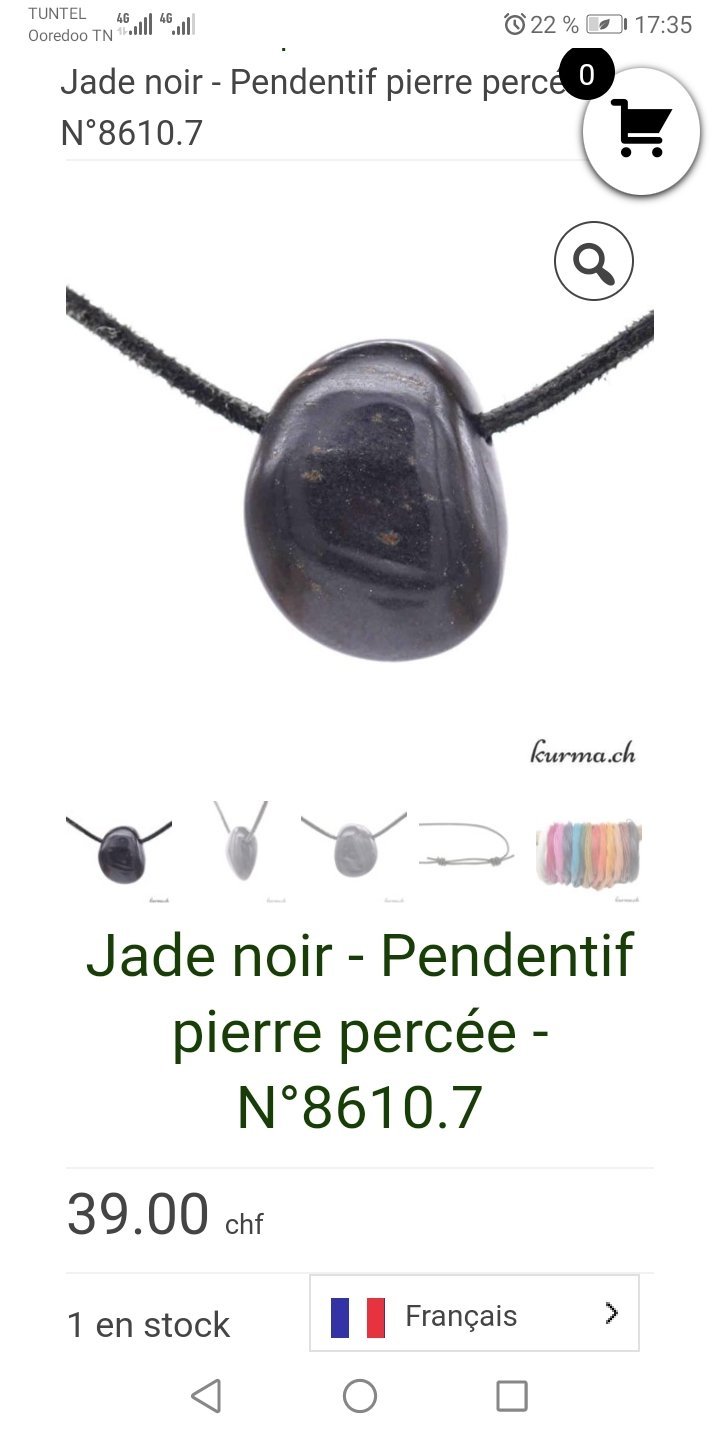 Bague en argent avec une pierre de jade noir néphrite