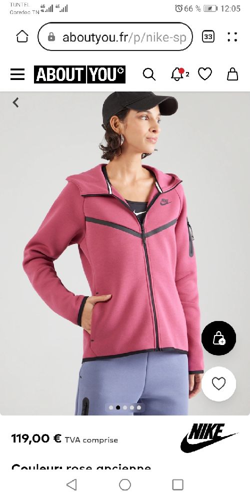 Sweat zippé nike pink