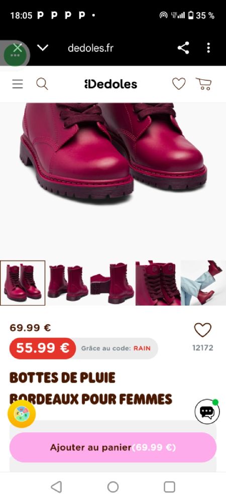 Bottines de pluie burgundy/gris style dr martens