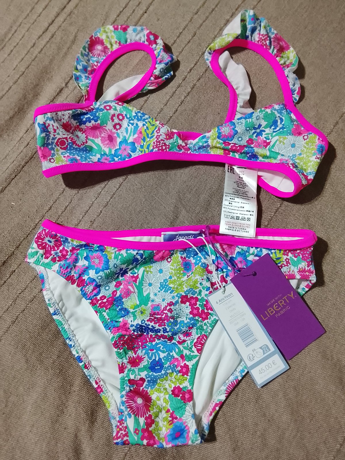 Maillot de bain 2 pièces Jacadi NEUF (Tissu Liberty)