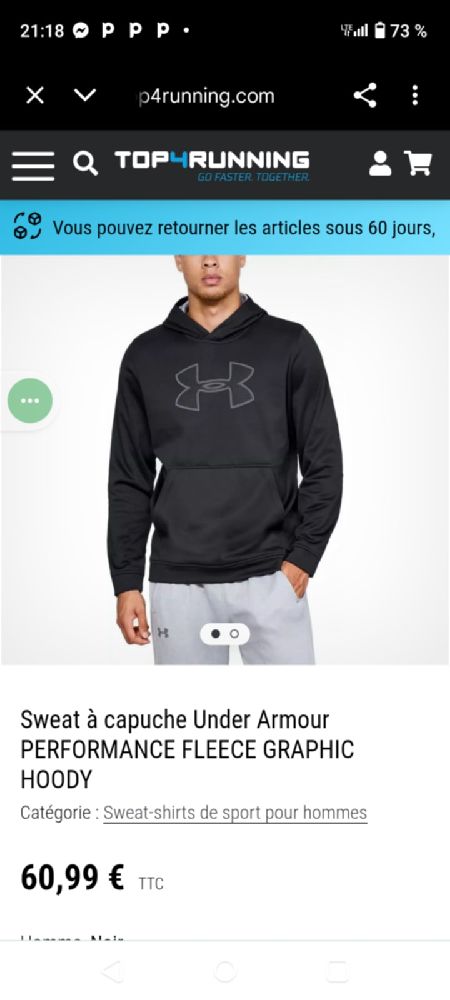 Sweatshirt under armour noir molletonné 