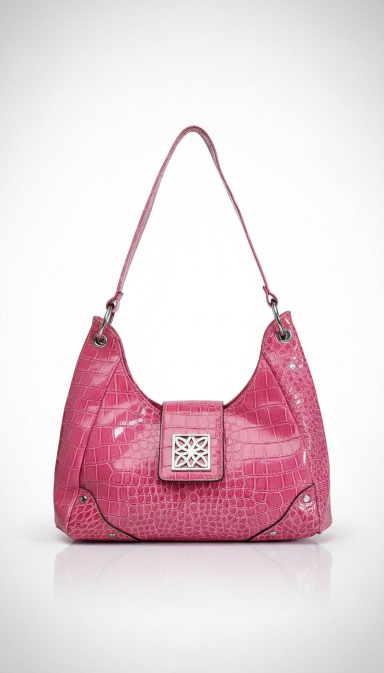 Sac à main rose vif style croco
