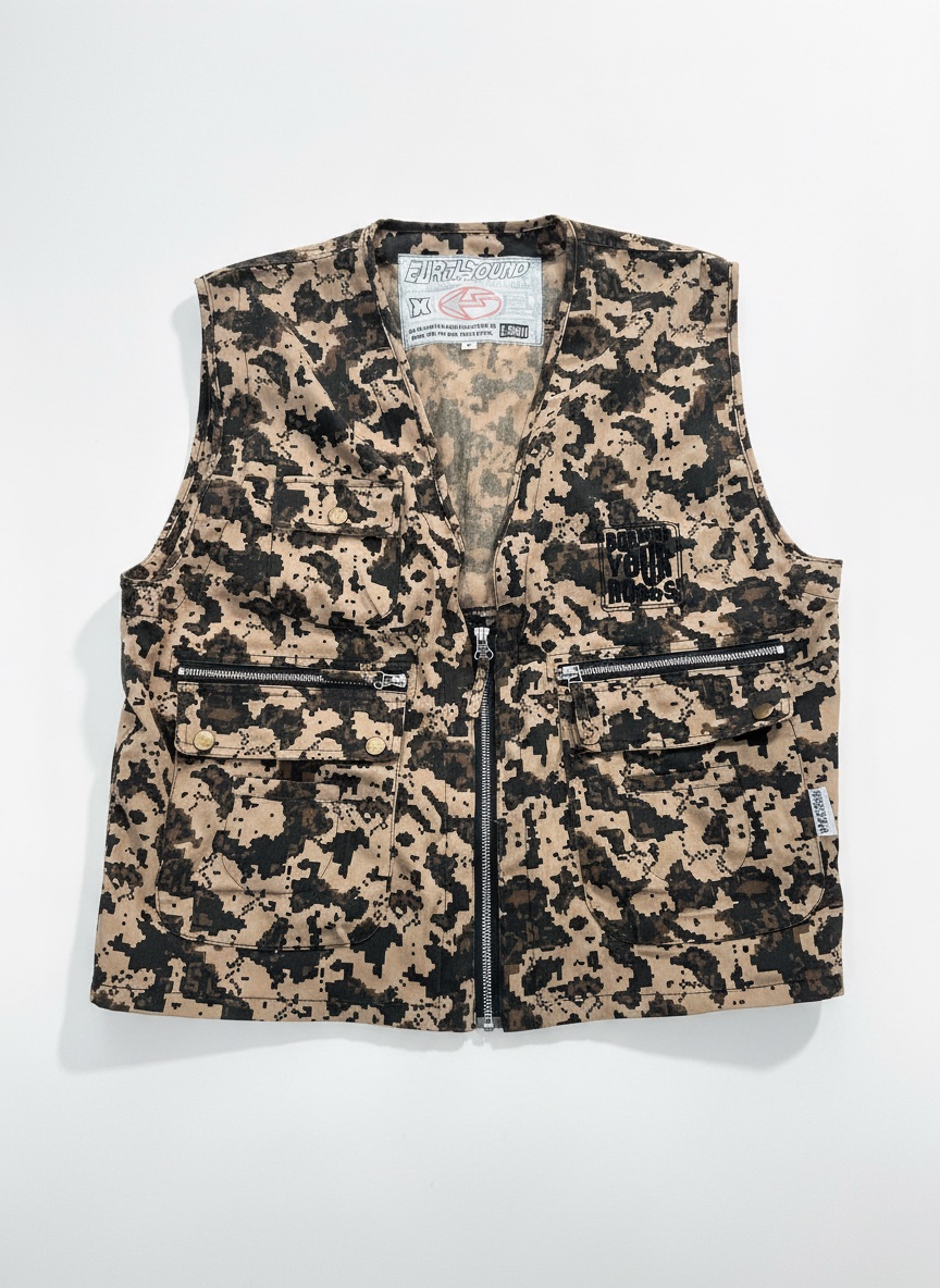 Earthbound - Gilet sans manches Camo (Style Techwear/Y2K) – Taille L