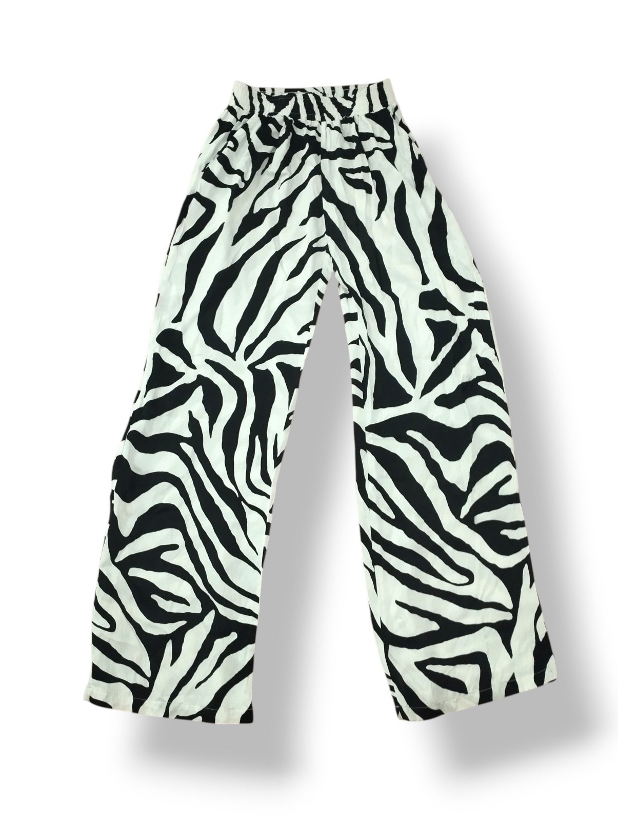 Bershka straight leg satin pants in zebra print 