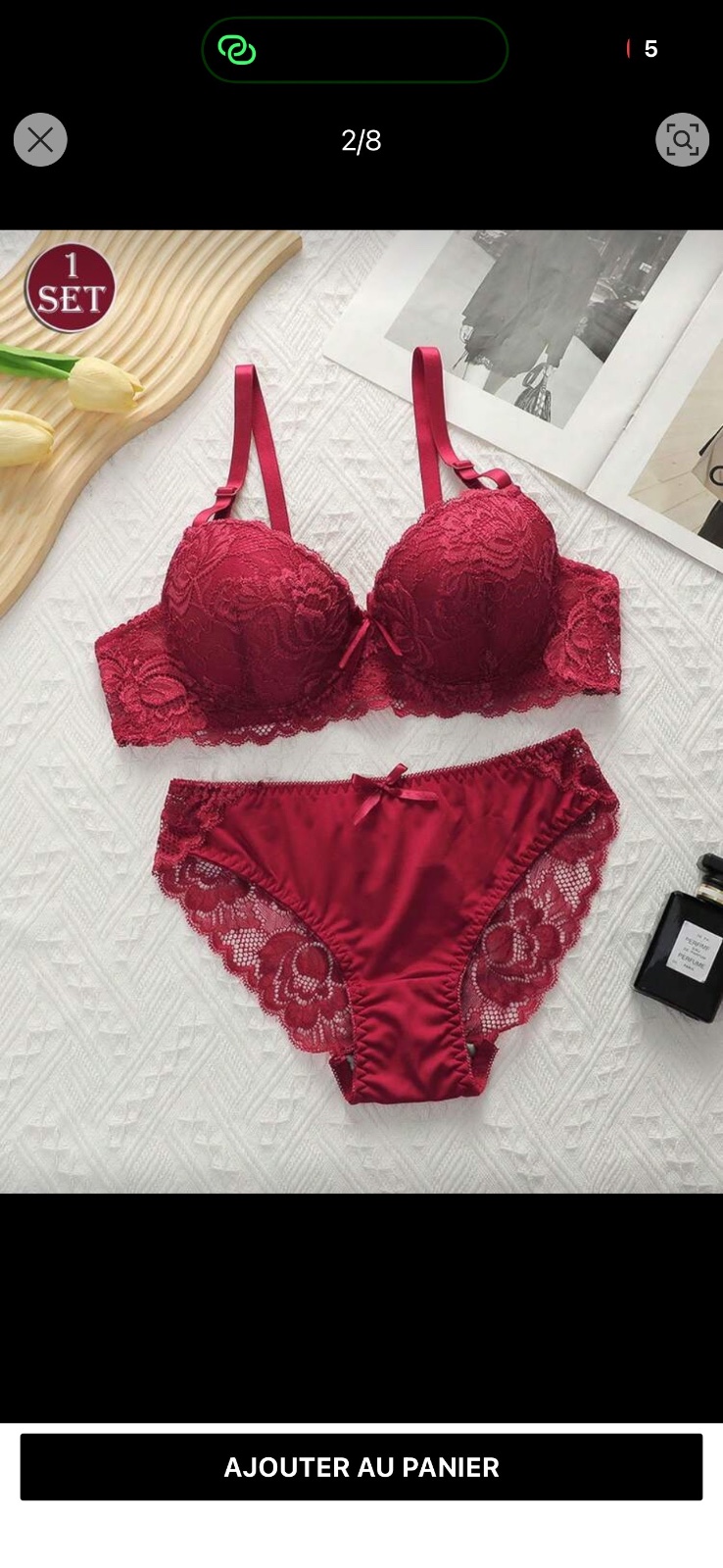 2 pièces de lingerie de la marque SHEIN couleur ROUGE VIF