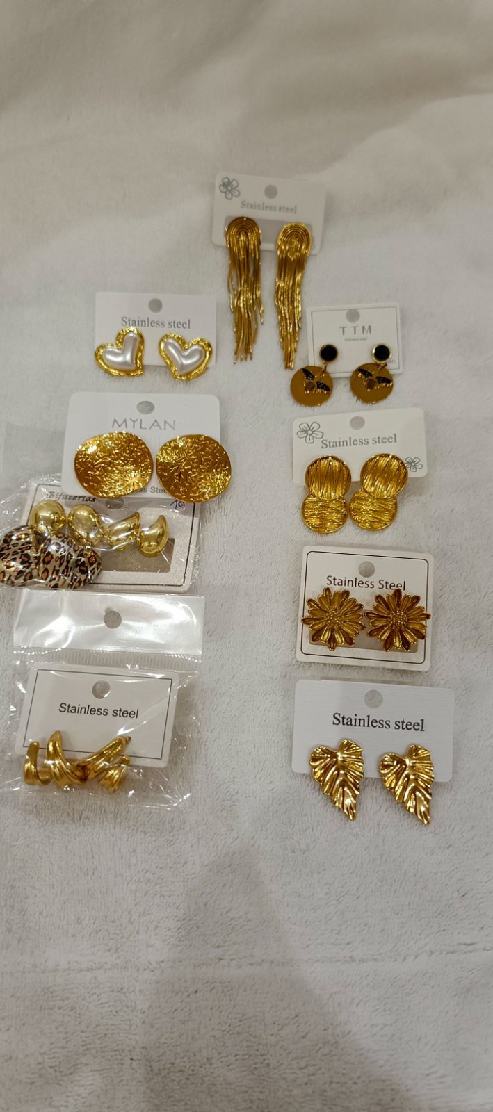 Lot de 11 boucles d'oreilles inoxydables