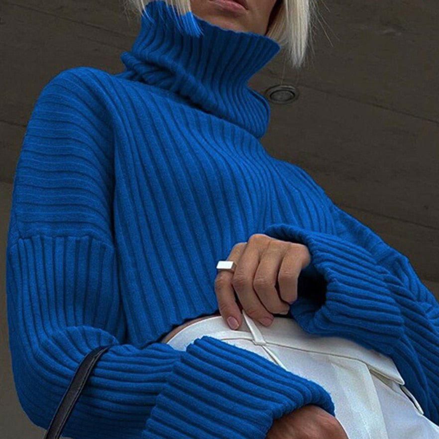 Pull bleu roi groase mailles