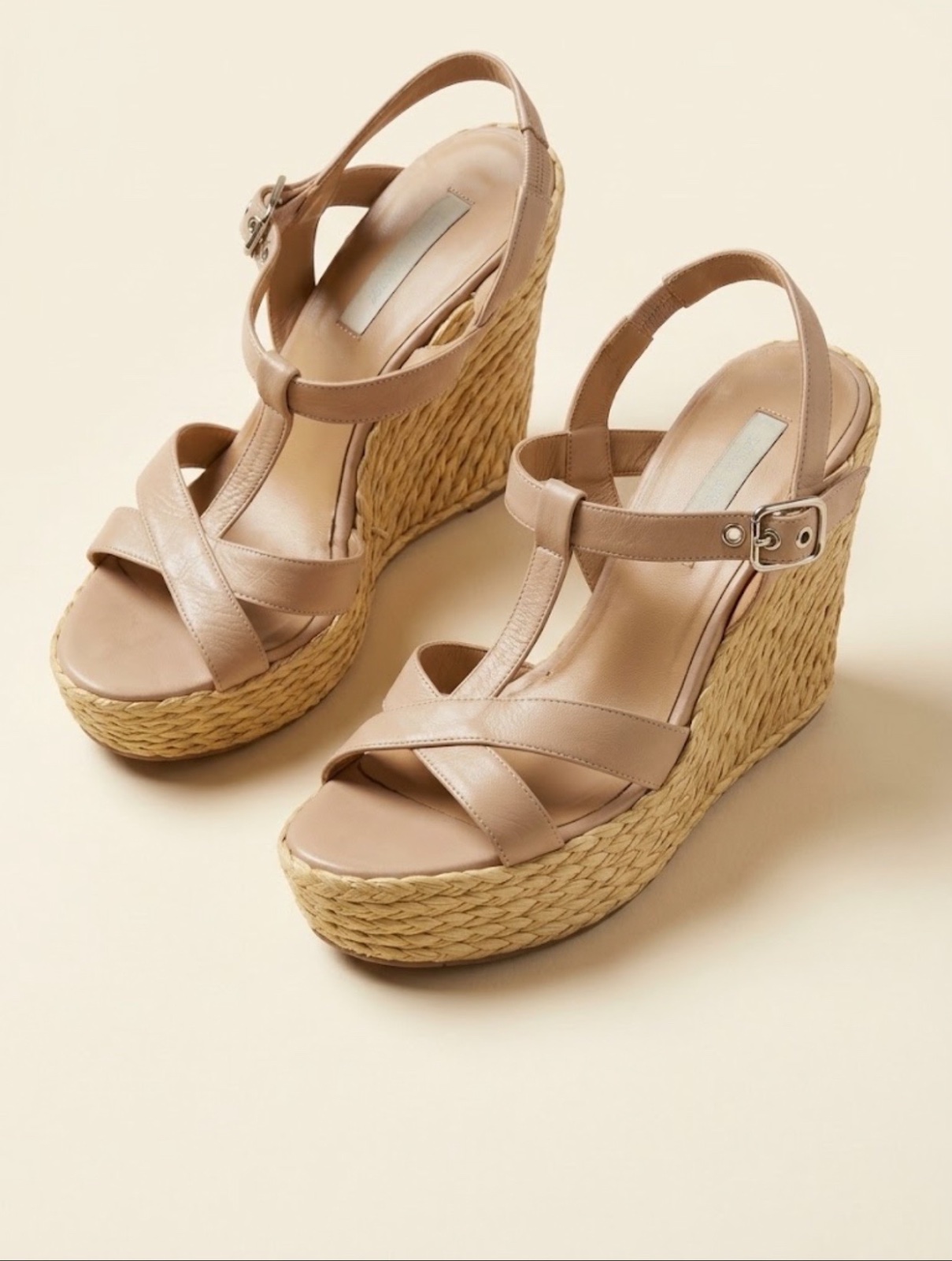 Elegant beige wedge sandals