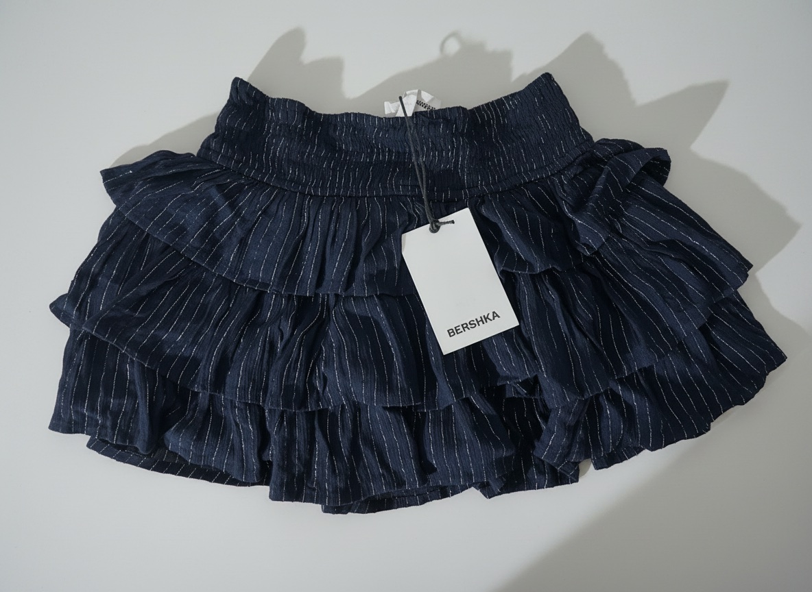 Jupe short bleu marine detail argenté paillettes 