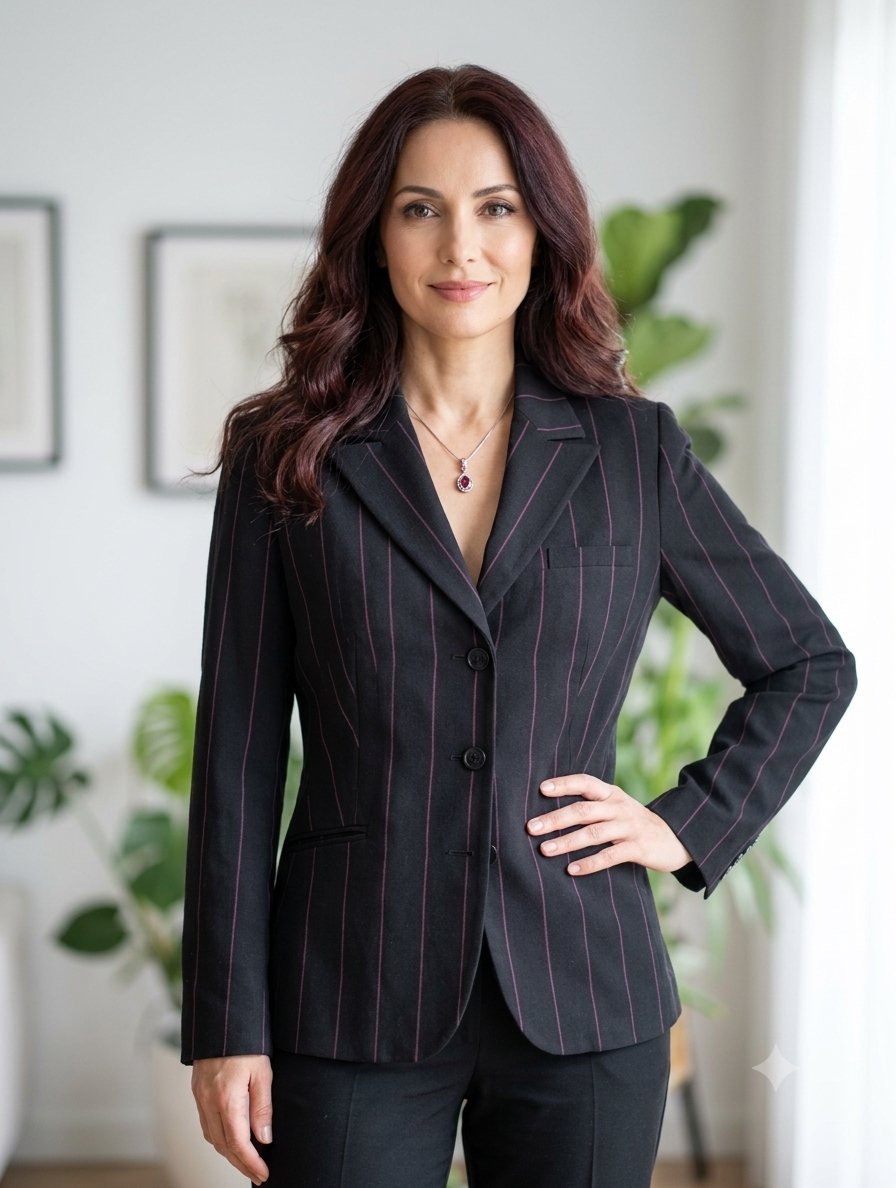 Blazer noir avec rayures roses