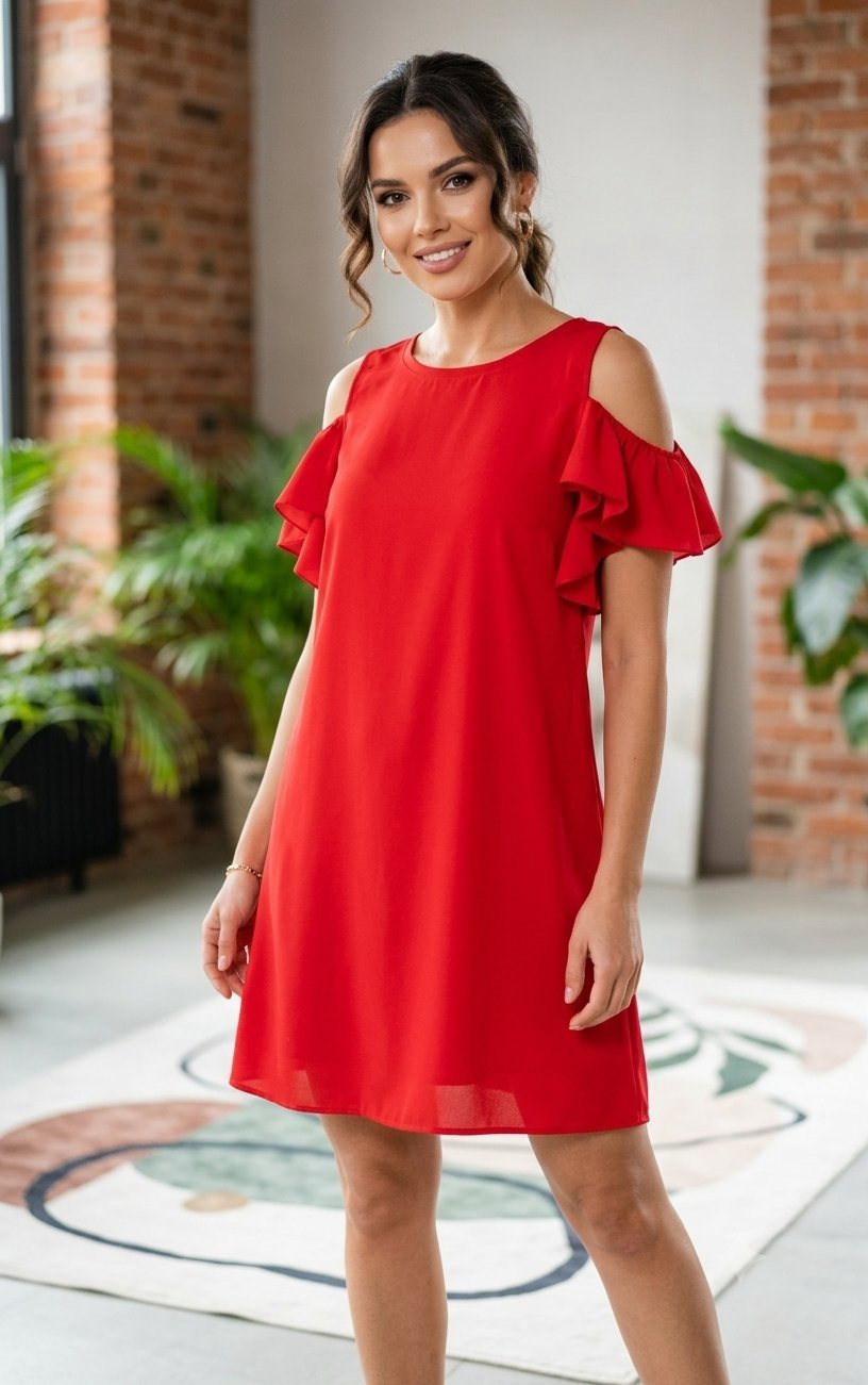 Jolie robe rouge épaules dénudés