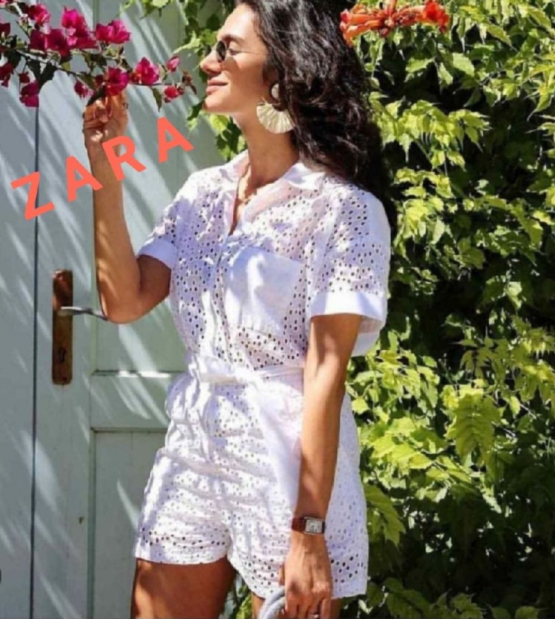​🌸 Combi-short Zara en Broderie Anglaise – Blanc Pur