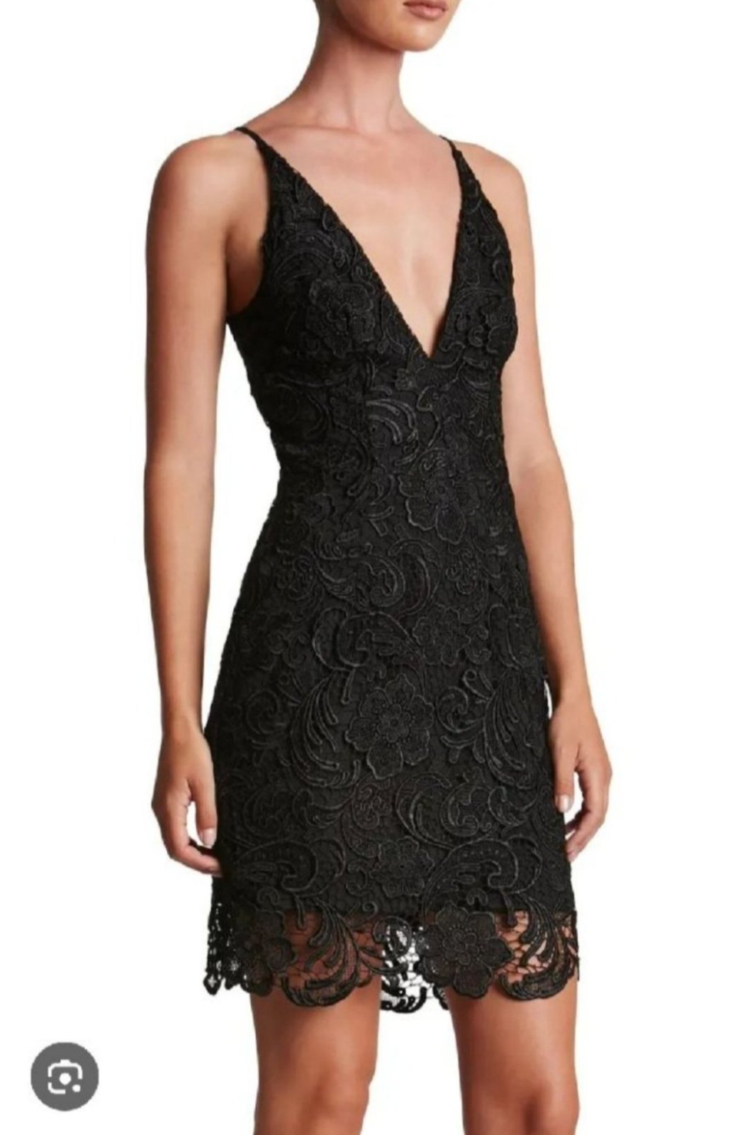 Robe noir soirée col  V plongeant 