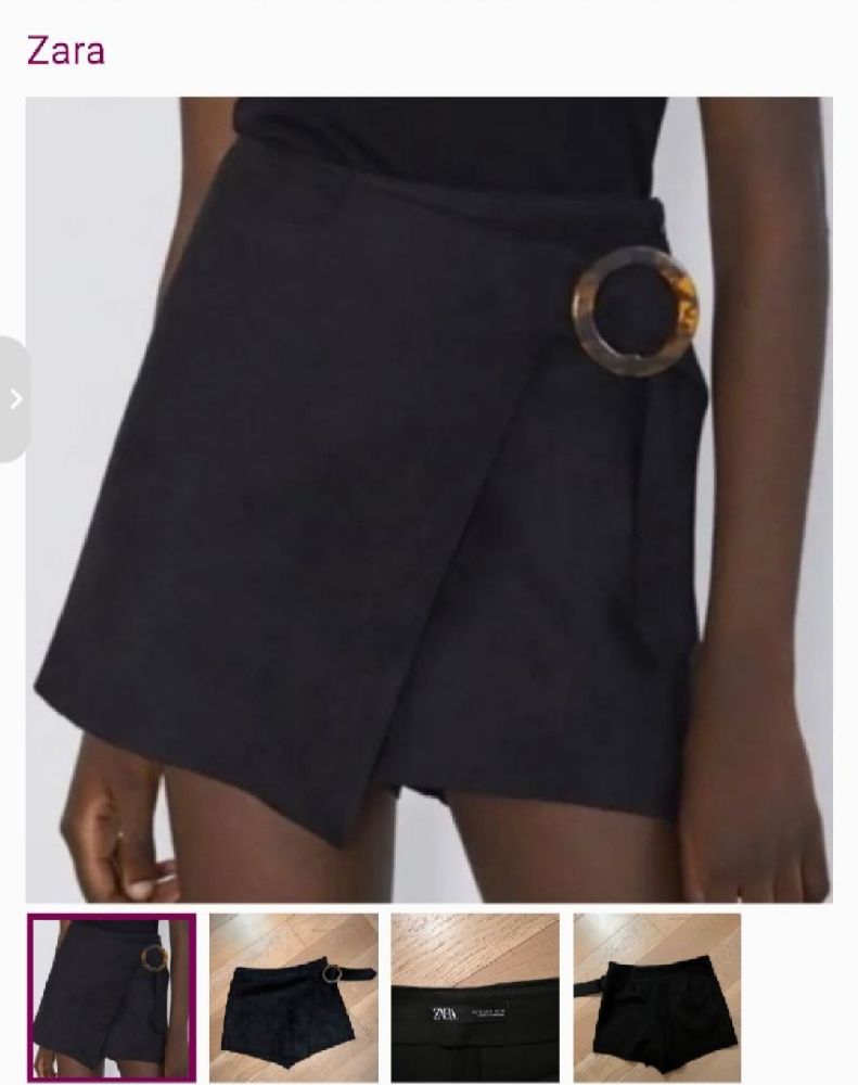 Jupe-short ZARA Noir Faux Daim  - Effet croisé chic