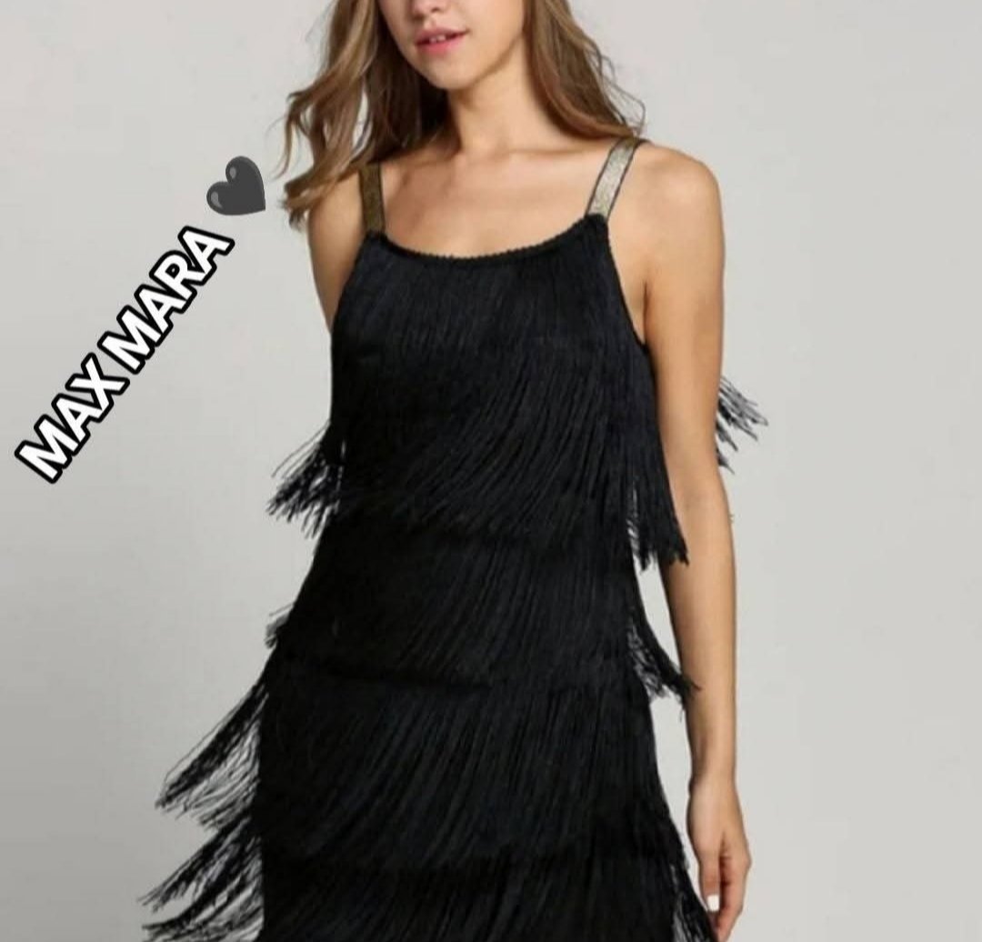 ​🖤 Robe de Soirée à Franges Style Flapper / Charleston – Inspiration Max Mara