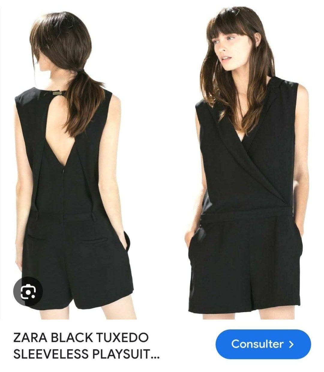 Combishort noir sans manche style smoking (Zara tuxedo playsuit) 