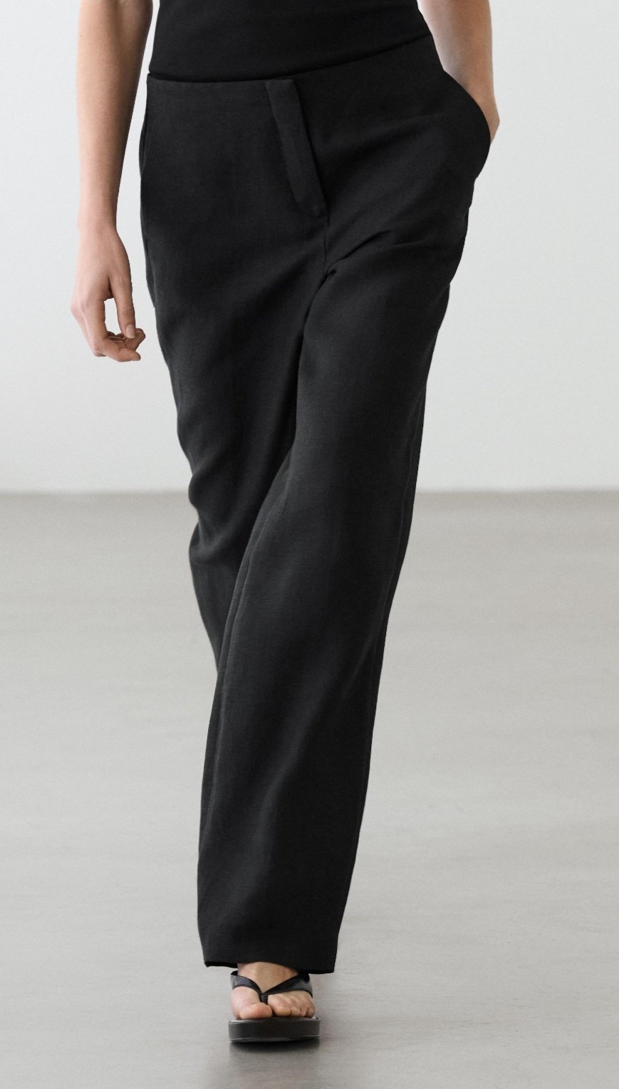 Pantalon large fluide en lin/ viscose