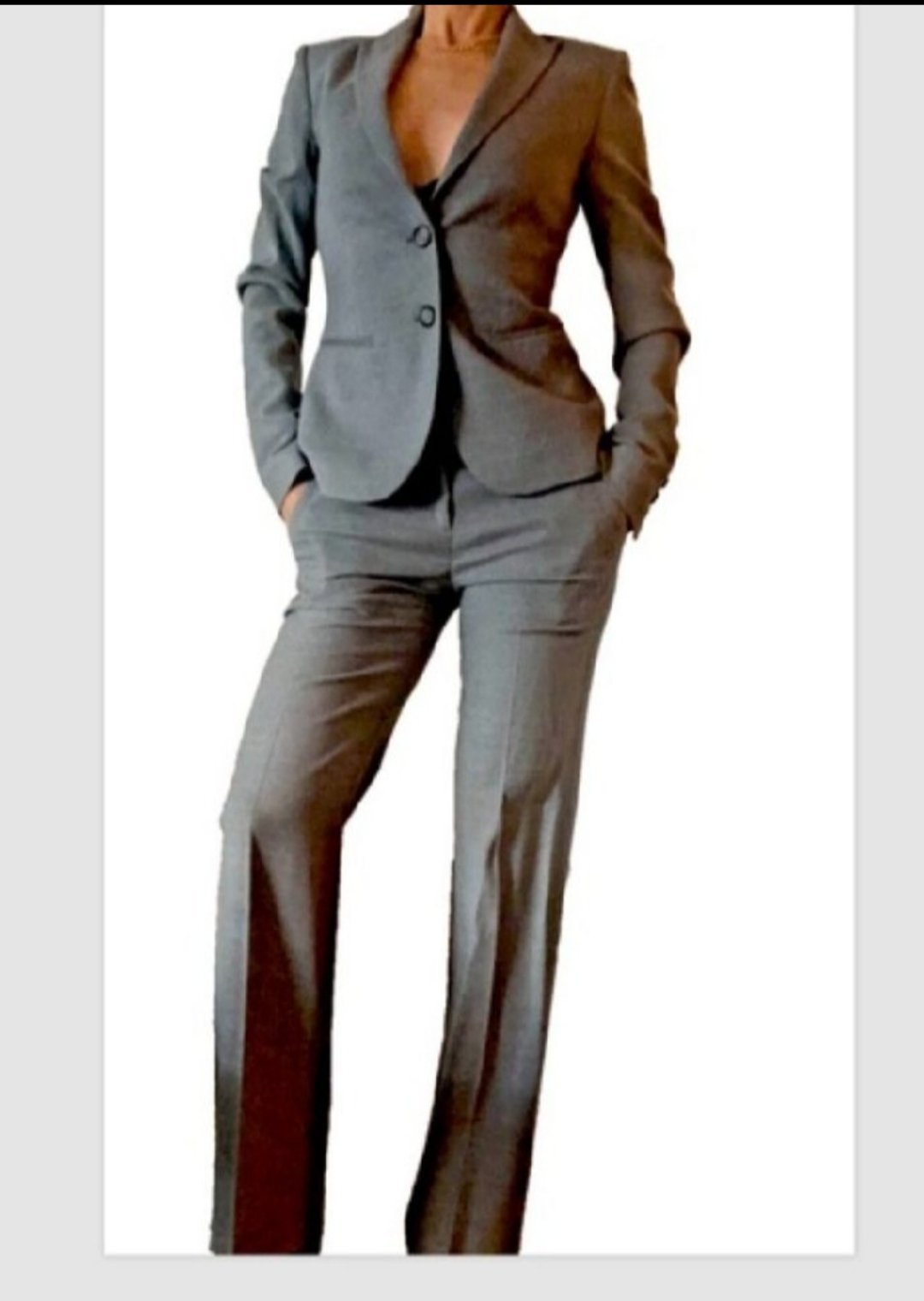 Ensemble Tailleur Pantalon Femme - Gris Anthracite Élégant