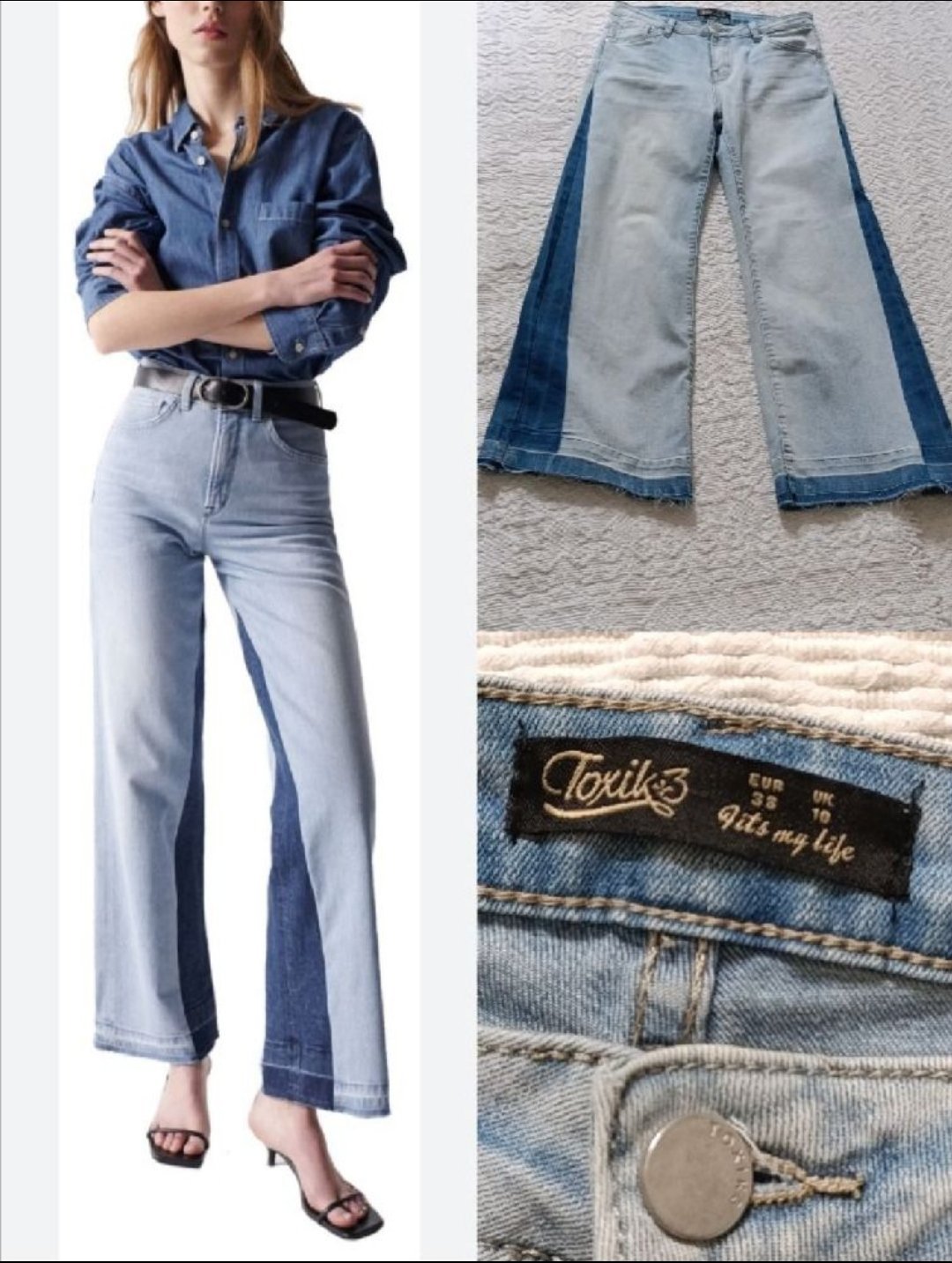 Jean Large Bicolore – Style Upcyclé & Bohème