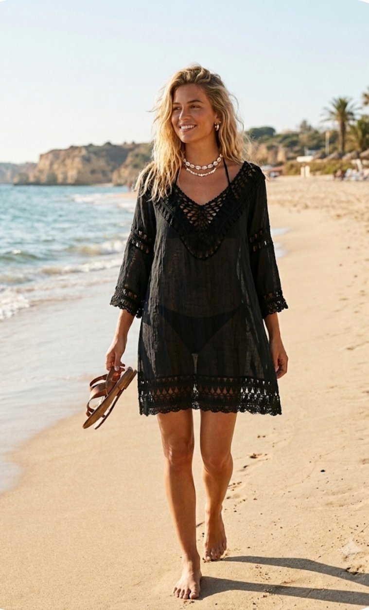 Robe de plage noir taille 38 
