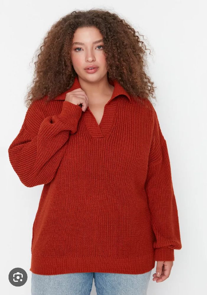 Pull Homme/Femme Col Camionneur – Couleur Rouille / Terre de Sienne, oversize 40/42