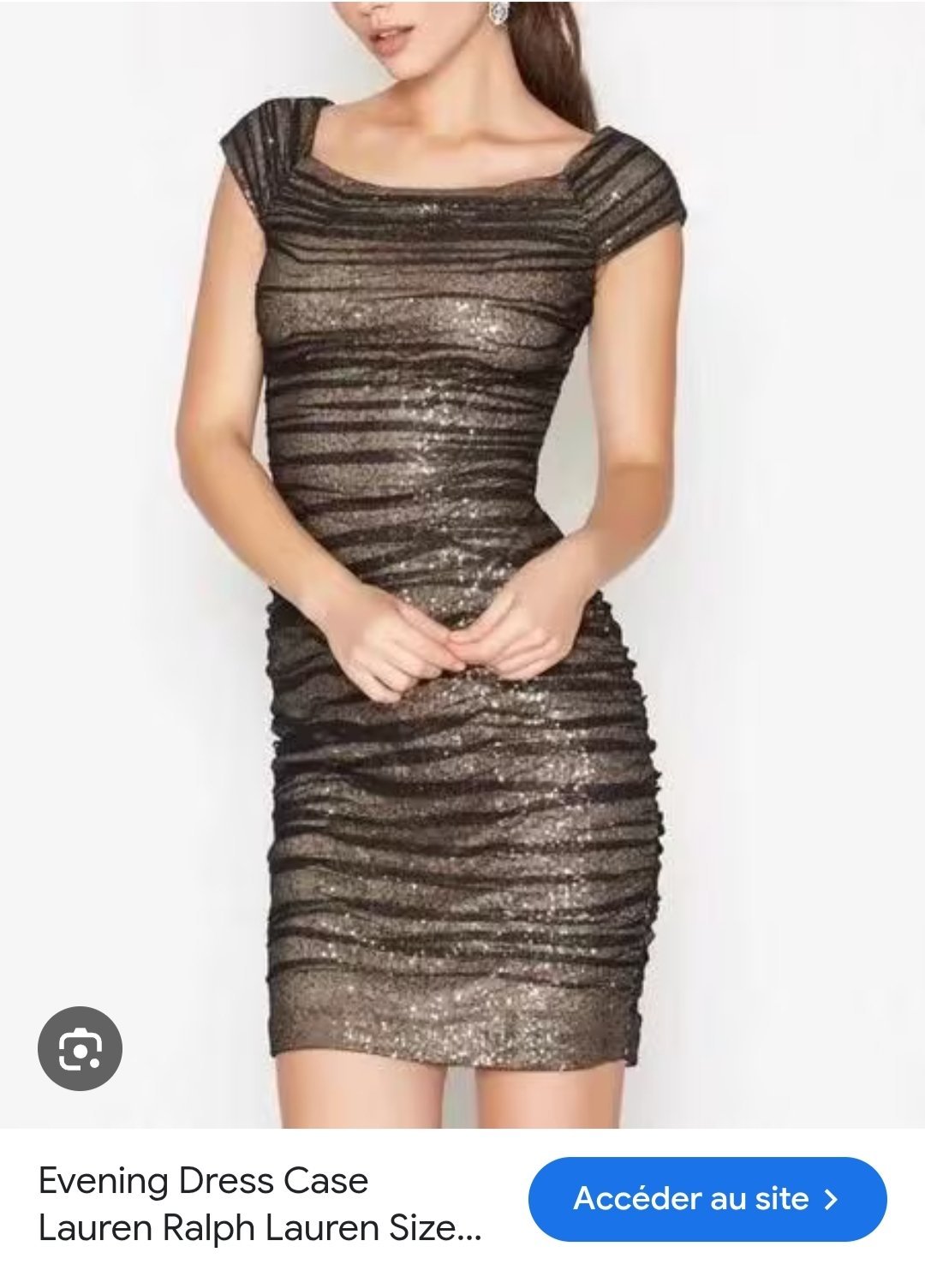 Ralph Lauren en sequins robe soirée tulle bronze
