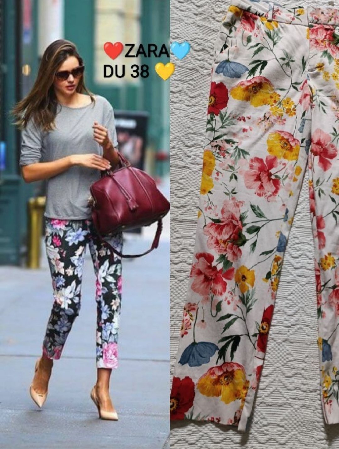 Pantalon fleuri Zara