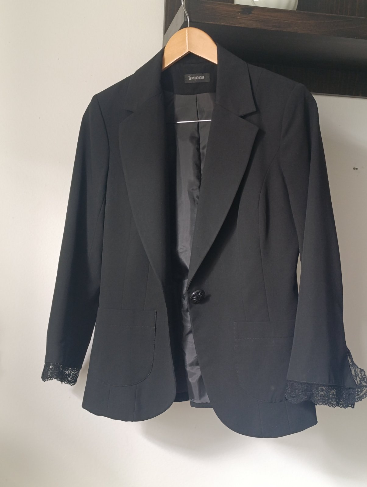 Blazer élégant, 1 deul bouton Noir