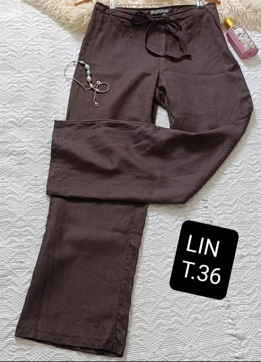 Pantalon large en lin t.36